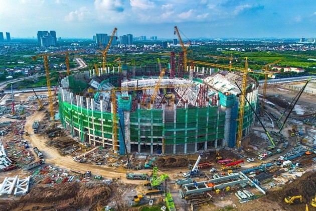 Sân vận động tầm cỡ quốc tế đang được xây dựng ở Hưng Yên. Ảnh: Truyền thông Việt Nam