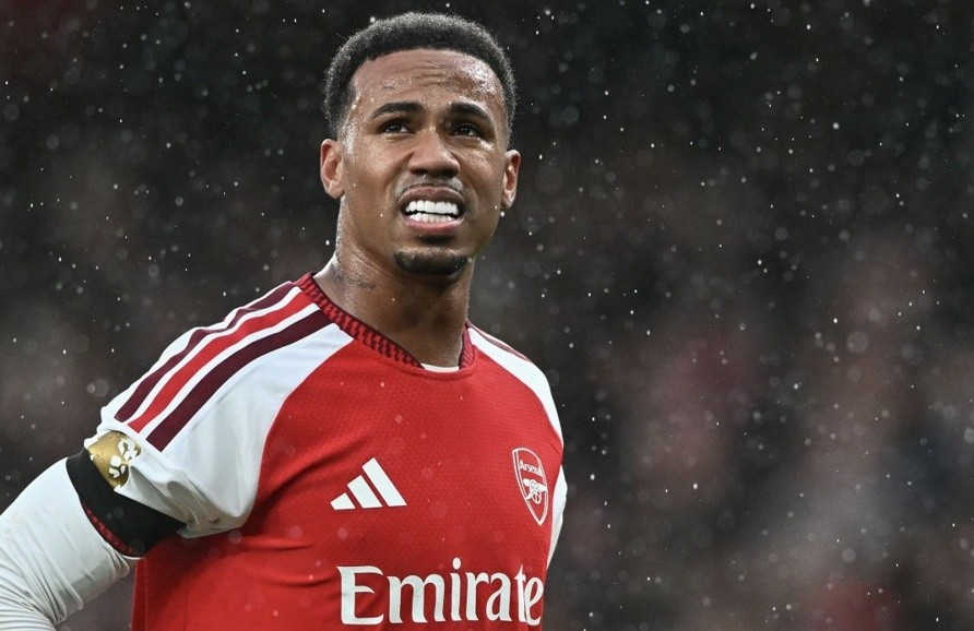 Gabriel ghi bàn cho Arsenal. Ảnh: EPA.