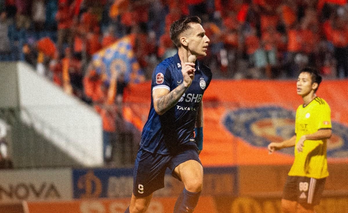 Ivan Saponjic ghi bàn thắng duy nhất của trận đấu giúp Đà Nẵng giành trọn 3 điểm trước Hà Nội FC. Ảnh: SHB Đà Nẵng FC.