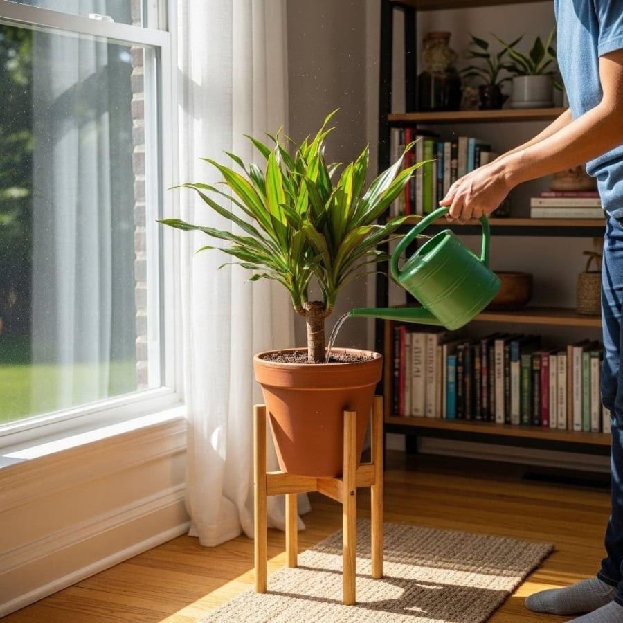Kiểm tra độ ẩm đất trước khi tưới, bảo đảm chậu thoát nước tốt và bổ sung dinh dưỡng đúng liều lượng để cây phát triển khỏe mạnh.