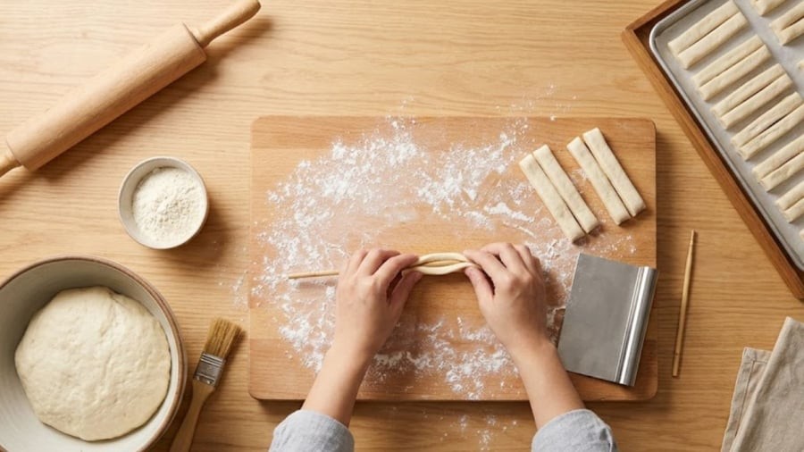Bạn có thể chuẩn bị bột từ tối hôm trước và ủ qua đêm. Sáng hôm sau, lấy bột ra tạo hình và đem đi rán.