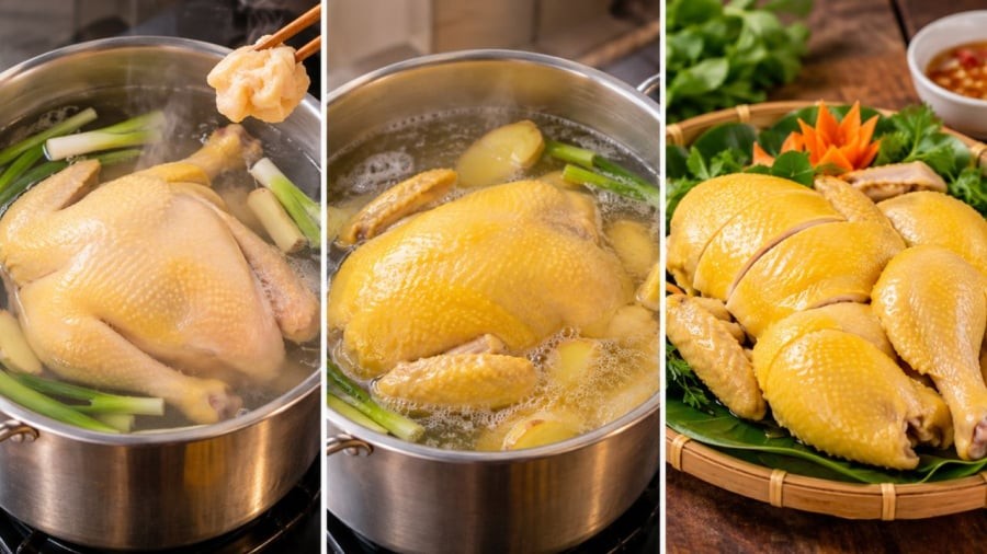 Luộc gà da vàng đẹp tự nhiên không khó