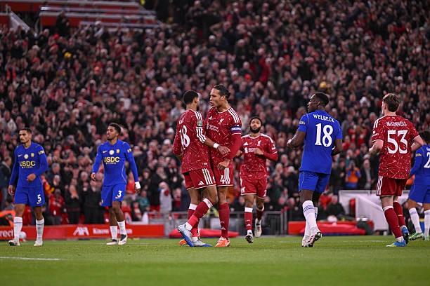 Gakpo giúp Liverpool có bàn gỡ hoà. Ảnh: Liverpool FC/Liverpool FC via Getty Images.