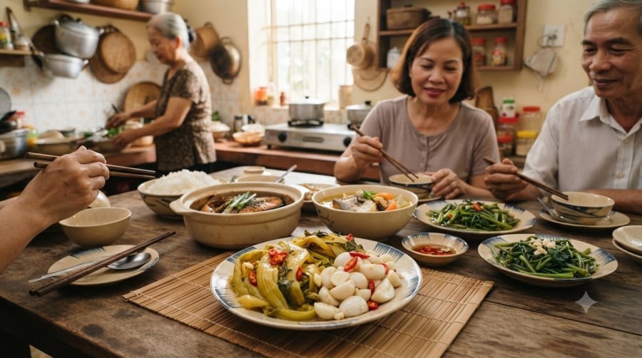 Dưa cải muối, cà muối giúp bữa cơm thêm đậm đà nhưng nên ăn với lượng vừa phải để hạn chế nạp quá nhiều muối.