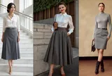 1 chân váy xám, 7 cách phối đồ giúp phụ nữ 30+ mặc đẹp cả tuần, thanh lịch đúng chất “old money”