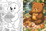 Bộ tranh tô màu chú gấu Corduroy dễ thương dành cho bé mầm non