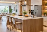 Tại sao nhiều gia đình ngày nay không làm bếp tựa tường mà lại để giữa phòng?