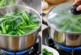 Luộc rau nên mở vung hay đậy vung? Làm sai rau dễ vàng, mất độ giòn, đây mới là cách đúng