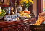 Thắp hương xong, khi hạ lễ hóa vàng có cần hạ chén nước xuống không?