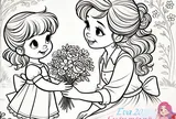 Tranh tô màu: Bé làm thiệp tặng bà, mẹ và cô giáo ngày 20/10