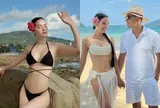 Người đẹp miền Tây "được hỏi cưới bằng 88 lượng vàng" khoe dáng nóng bỏng với bikini, ông xã si mê sánh bước không rời