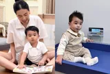 Mai Ngọc kèm con trai học bài trong biệt thự ở Bắc Ninh, chuẩn bị cho bé lần đầu tới trường