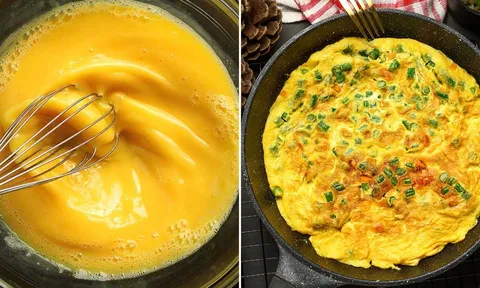 Rán trứng đừng chỉ cho mắm muối và hành, thêm thứ này, trứng vàng óng, phồng xốp nở gấp đôi