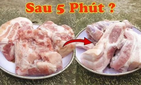 Đổ nước lã vào ngâm thịt lâu tan lại mất vị, dùng thứ này thịt mới mềm nhanh