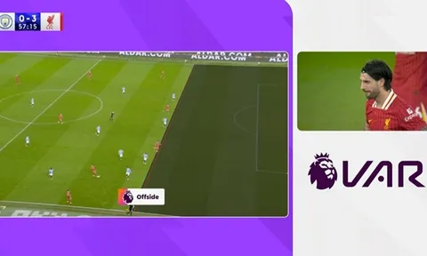 Hình ảnh VAR về bàn thắng 3-0 bị từ chối của Liverpool