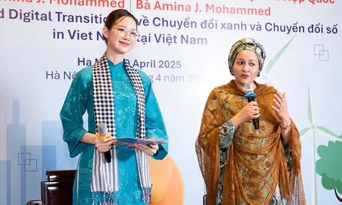 Hoa hậu Bảo Ngọc điều hành phiên đối thoại thanh niên cùng Phó Tổng thư ký Liên Hợp Quốc