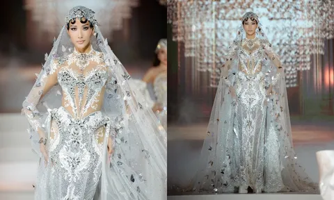 Hoàng Thùy tựa nữ thần khi diện váy cưới của NTK Chung Thanh Phong