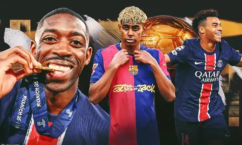 Xếp hạng 10 ứng viên Quả bóng vàng 2025: PSG thống trị; 2 sao Barca trong top 3