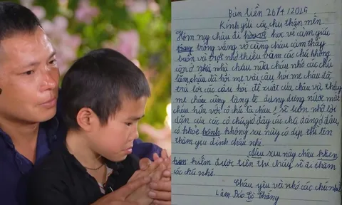 Xúc động bức thư đong đầy nước mắt của bé Thắng vùng cao gửi cho dàn cast “Gia đình Haha”