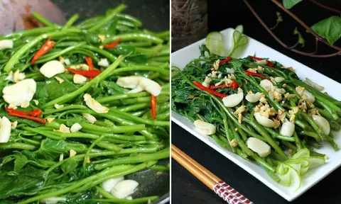 Làm thêm bước này khi nấu rau lang xào tỏi, đĩa rau giòn ngon, xanh mướt như nhà hàng