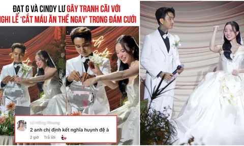 Cặp đôi Đạt G và Cindy Lư thực hiện nghi thức “cắt máu thề nguyện” trong đám cưới gây tranh cãi