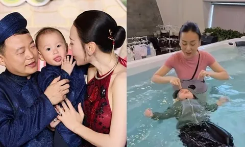 Phương Oanh đáp trả chuyện chuyện quý tử tập bơi.