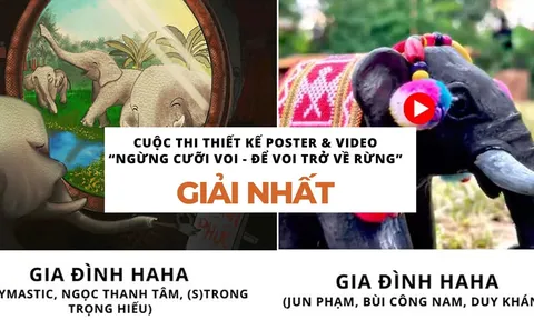 Dàn cast "Gia đình Haha" lập cú đúp giải nhất cuộc thi "Ngừng cưỡi voi - Để voi trở về rừng"
