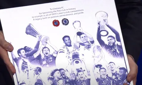 Giành tất cả danh hiệu của UEFA, Chelsea nhận phần thưởng đặc biệt