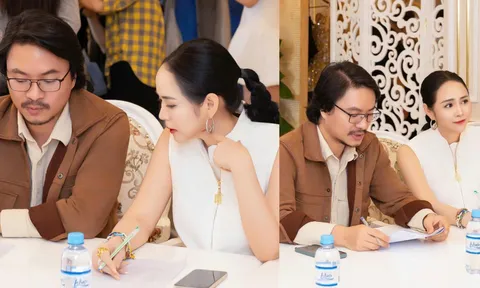 Đạo diễn Hoàng Nhật Nam cùng NTK Thanh Hương Bùi fitting cho Vietnam Beauty Fashion Fest