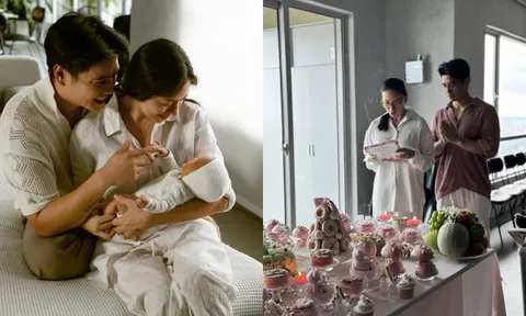 Ngô Thanh Vân tổ chức tiệc đầy tháng cho con, khoảnh khắc của gia đình gây sốt
