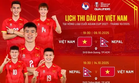Lịch thi đấu tháng 10 của tuyển Việt Nam tại vòng loại Asian Cup 2027