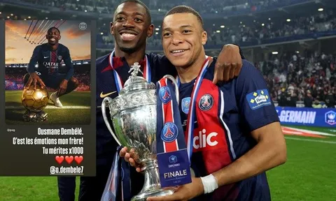 Phản ứng của Mbappe khi Dembele giành Quả bóng vàng