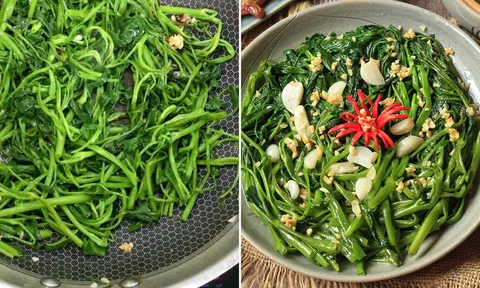 Mẹo xào rau muống giòn ngon, không thâm đen: Nhớ làm 2 việc này