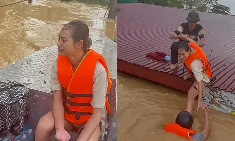 Thái Nguyên: Người mẹ liều mình vượt lũ mua thuốc cho con, may mắn được cứu hộ kịp thời