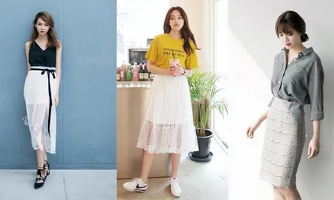 Chân váy ren mang đến diện mạo nữ tính và quyến rũ cho nàng bánh bèo