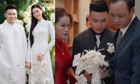 Giây phút xúc động khi bố Hoa hậu Đỗ Thị Hà dắt tay chàng rể “thiếu gia”