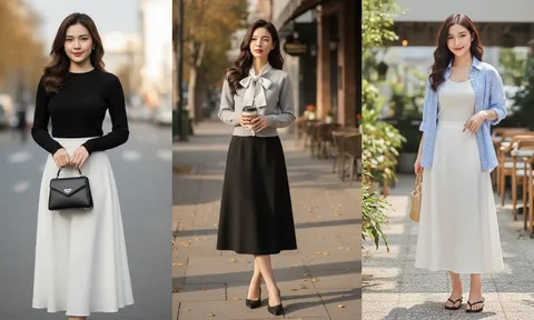 Chỉ cần một chiếc chân váy suông, chị em mặc thế nào cũng sang – tôn dáng đỉnh khỏi bàn