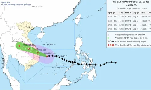 Cập nhật Bão số 13 Kalmaegi đang đi nhanh thẳng tiến Đất liền, tối và đêm nay khu vực này mưa lớn