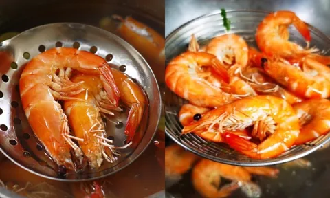 Luộc tôm thêm thứ này, thịt tôm thơm ngọt, lên màu đỏ au
