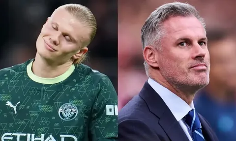 Erling Haaland ghi bàn và chọc Jamie Carragher trên sóng truyền hình
