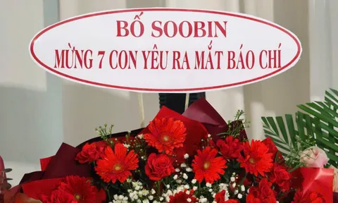 SOOBIN gửi hoa chúc mừng UPRIZE, lời nhắn “Mừng 7 con yêu ra mắt báo chí” gây chú ý