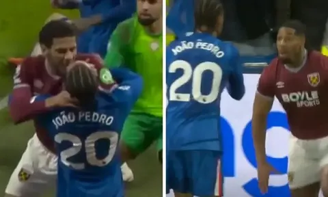Hỗn chiến phút 90+7, Todibo bóp cổ Joao Pedro