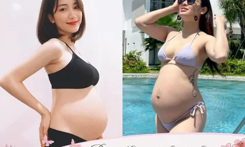 Ngắm loạt sao nữ Việt vén áo khoe bụng bầu: Người nóng bỏng với đồ tắm bé xíu, người được chồng vuốt ve khen xinh