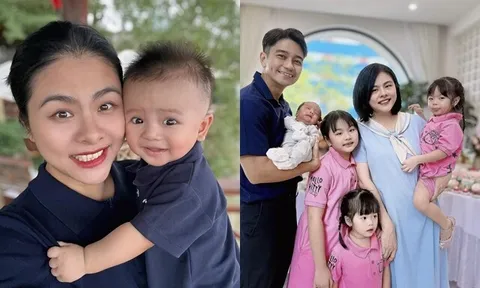Quý tử duy nhất của Vân Trang lần đầu đi học được mẹ và chị gái theo sát, khóc nấc khi được đón về