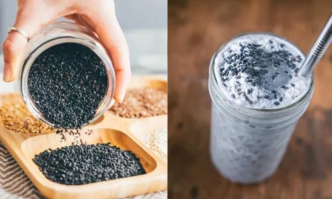 Cách uống nước mè đen (vừng đen) rang vừa giảm cân vừa giúp tóc dày mượt, đen bóng