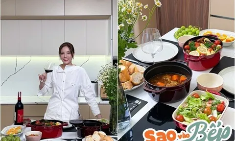 Hoa hậu Kỳ Duyên khoe tự làm tiệc đãi khách, nhưng bộ nồi mới mua đắt đỏ mới là tâm điểm chú ý