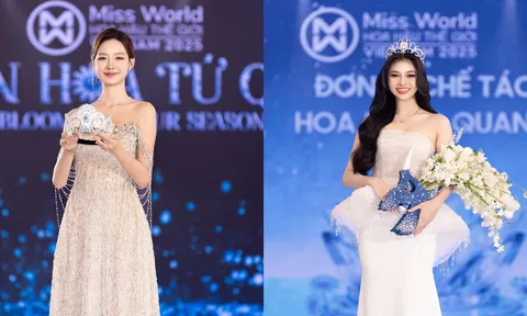 Vương miện Miss World Vietnam 2025 đính 3.368 viên đá quý, chế tác trong 2.160 giờ.