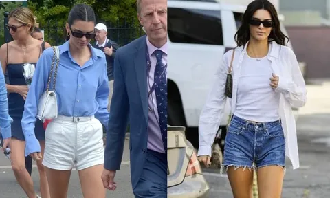 Kendall Jenner chứng minh sức hút của thời trang basic với áo sơ mi và quần short