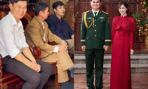 Hòa Minzy hé lộ cảnh gia đình Thăng Văn Cương sang nhà hỏi cưới, nam Đại úy toát mồ hôi ngồi nói chuyện với bố vợ