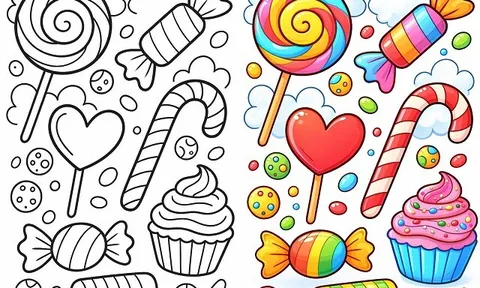 Gợi ý tranh tô màu bánh kẹo ngọt giúp bé học màu sắc, tăng sáng tạo và gắn kết với bố mẹ